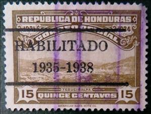 Stamp, View of Tegucigalpa Overprinted, Honduras,  