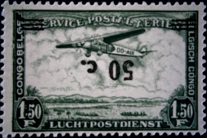 flying airplane (CA9)overprint new value