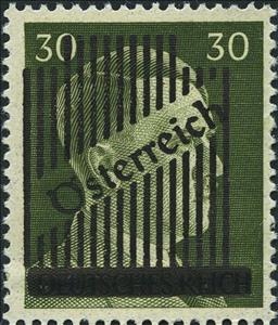 Stamp, Overprint German stamp Hitler, Austria,  , Heads of State