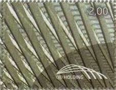 Stamp, Railway Vignette.  New Railway Station Liège-Guillemins, Belgium,  