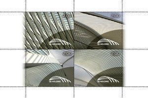 Souvenir Sheet, Railway Vignette.  Souvenir Sheet New Railway Station Liège-, Belgium,  