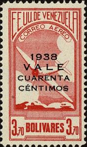 Stamp, Plane in front of Venezuelan Coast, Venezuela,  