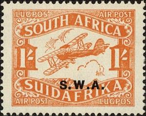 Stamp, Biplane in flight - Pair, South-West Africa,  , Aircrafts