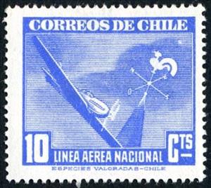 Stamp, Plane and Weather Vane, Chile,  , Aviation, Aircrafts