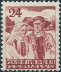 Stamp, Farmers couple, Germany, General Government,  