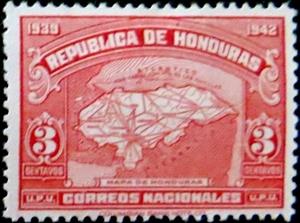 Stamp, Map of Honduras, Honduras,  , Maps