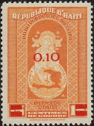 Holy Virgin, Patron of Haiti - red overprint new value
