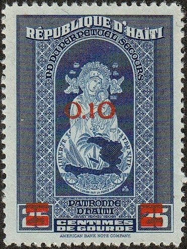 Holy Virgin, Patron of Haiti - red overprint new value