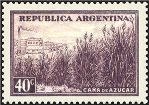 Stamp, Sugarcane plantation, Argentina,  , Agriculture, Plants (Flora)