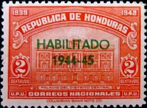 Stamp, Central District Palace Overprinted, Honduras,  , Buildings