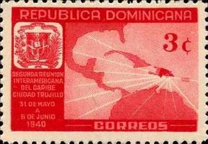Stamp, Map of the Caribbean Islands, Dominican Republic,  , Maps