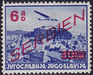 Yugoslavian Airmail Overprint New Value