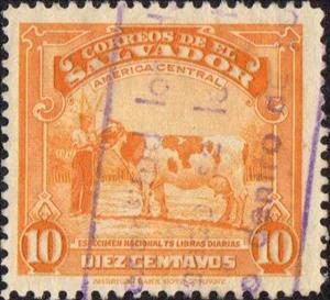 Stamp, Domestic Cattle (Bos primigenius taurus), El Salvador,  , Bulls and Cows