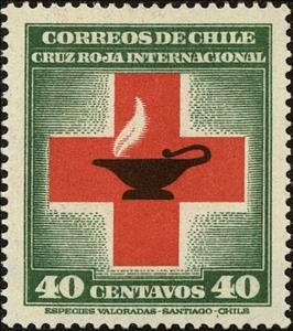 Stamp, Red Cross and and lamp of life, Chile,  , Red Cross and Red Crescent