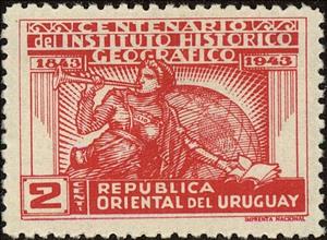 Stamp, Historical and Geographical Institute, anniv., Uruguay,  