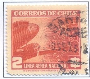 Stamp, Plane and Compass, Chile,  , Aviation, Aircrafts