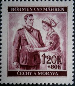 Stamp, Red Cross cares for wounded, Bohemia and Moravia,  , Red Cross and Red Crescent
