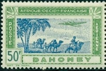 Stamp, Aircraft over Caravane - without RF, Dahomey,  , Aircrafts