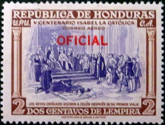 Columbus at court overprinted