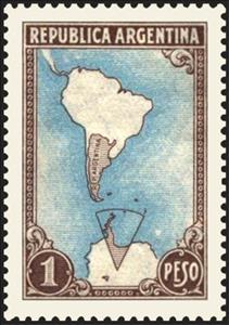 Stamp, South America Map with Antartict, Argentina,  , Maps, Geographers