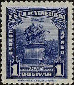 Stamp, Statue of Simón Bolívar, Caracas, Venezuela,  