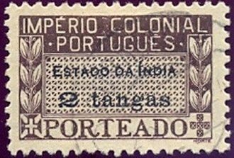 Portuguese colonial empire. Country name and value imprinted