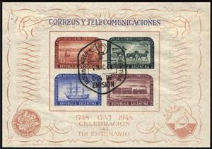 Souvenir Sheet, 2nd Cent. of Postal Services in the Rio de La Plata, Argentina,  , Ships, Vehicles, Horses, Railways, Sailing Ships, Townscapes / City Views