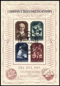 Souvenir Sheet, 2nd Cent. of Postal Services in the Rio de La Plata, Argentina,  , Ships, Famous People, Horses, Postmen, Animals (Fauna), Sailing Ships