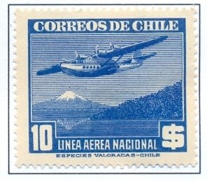 Stamp, Plane and Snow-capped mountain, Chile,  , Aviation, Aircrafts