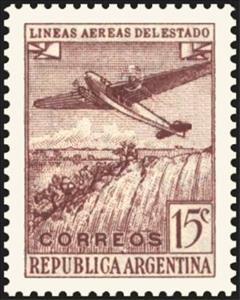 Stamp, Plane over Iguacu Falls, Argentina,  , Waterfalls, Aviation, National Parks, Aircrafts