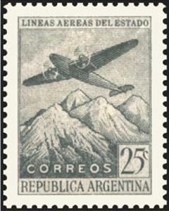 Stamp, Plane over the Andes, Argentina,  , Mountains, Aviation, Aircrafts