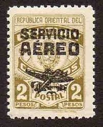 Overprint in black "SERVICIO AEREO" and airplane