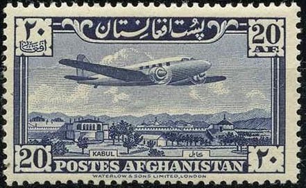 Stamp, Plane over Palace Grounds, Kabul, Afghanistan,  , Aviation, Aircrafts