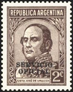Stamp, Justo José de Urquiza (1801-1870), ovpt., Argentina,  , Famous People, Generals