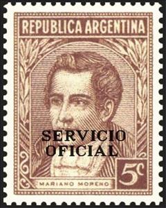Stamp, Mariano Moreno (1778-1811), ovpt., Argentina,  , Famous People, Authors, Politicians