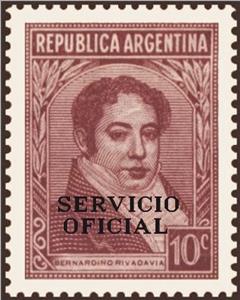 Stamp, Bernardino Rivadavia (1780-1845), ovpt., Argentina,  , Famous People, Politicians