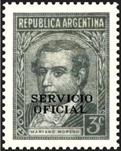 Stamp, Mariano Moreno (1778-1811), ovpt., Argentina,  , Famous People, Authors, Politicians
