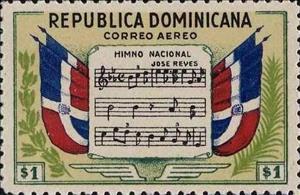 Stamp, National anthem, Dominican Republic,  , Flags