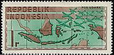 Stamp, Airplanes over archipel, Indonesia,  