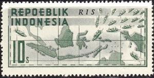 Stamp, Airplanes over archipel, Indonesia,  