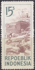 Stamp, Unloading of a blockade vessel, Indonesia,  