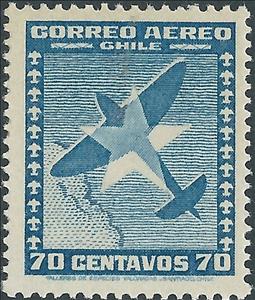 Stamp, Coat rating on aircraft, Chile,  , Aviation, Aircrafts