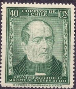 Stamp, Andres Bello (1781-1865), poet and educator, Chile,  , Famous People, People, Literary People (Poets and Writers)