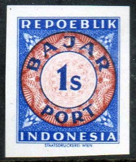 Stamp, Digits in a double-circle, Indonesia,  