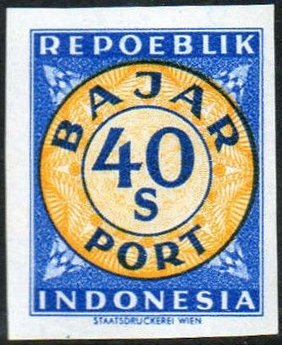 Stamp, Digits in a double-circle, Indonesia,  