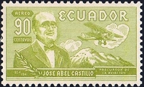 Castillo with his biplane "El Telégrafo"