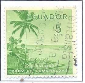 Stamp, Landscape with palm trees, Ecuador,  , Landscapes, Trees, Palm-trees, Plants (Flora)