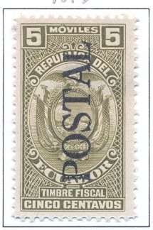 Stamp with inscription Moviles Timbre Fiscal POSTAL with pri