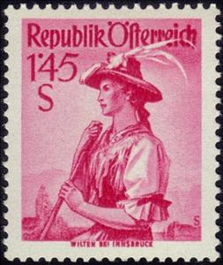 Stamp, Wilten, Innsbruck, Austria,  , Folklore, Suits and Costumes