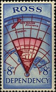 Stamp, South Pole, Ross field, and New Zealand, Ross Dependency,  